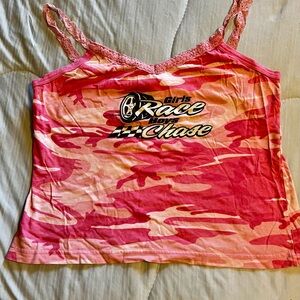 Girls Race Boys Chase Pink Camouflage Tank Top